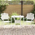 Ensemble de bistro de jardin 3 pièces vidaXL en aluminium moulé blanc