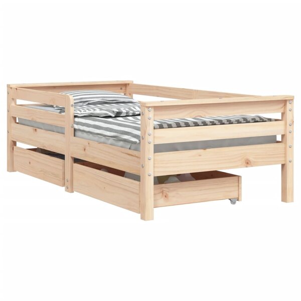 vidaXL Cadre de lit enfant avec tiroirs 70x140 cm bois de pin massif