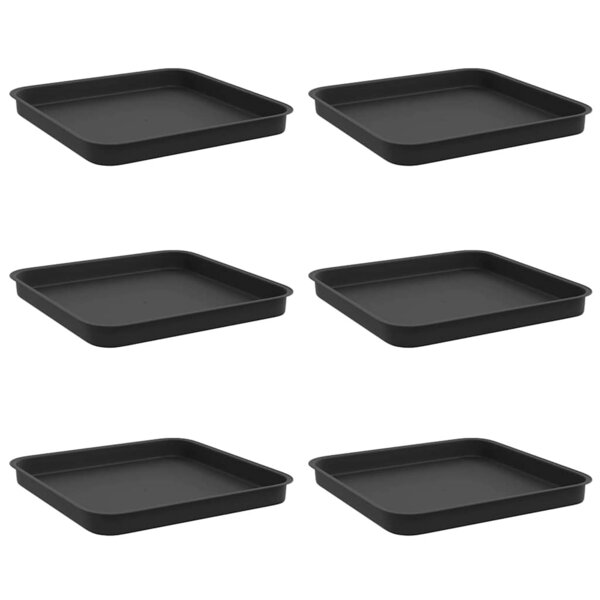vidaXL Plateau carré à fleurs 6 Pièces Noir 21 x 21 x 2 cm Plastique