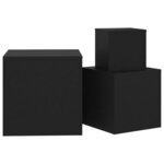 vidaXL Tables d'appoint 3 Pièces Noir Bois d’ingénierie