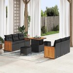 vidaXL Ensemble de canapé de jardin avec coussin 9 Pièces Noir