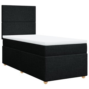 vidaXL Sommier à lattes de lit avec matelas Noir 90x200 cm Tissu