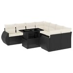 vidaXL Salon de jardin 9 Pièces avec coussins noir résine tressée