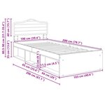 vidaXL Cadre de lit Chêne fumé 100 x 200 cm Pin massif