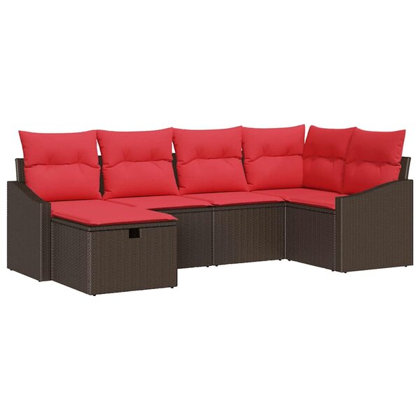 vidaXL Ensemble de Canapés avec coussin 6 Pièces Marron polyrotin