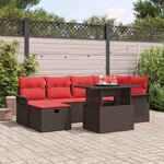 vidaXL Ensemble de canapé de jardin 7 Pièces Marron Poly rotin