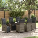 vidaXL Ensemble de 7 meubles de jardin avec coussins beige en rotin poly