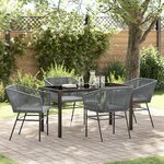 vidaXL Set de Salle à Manger de Jardin de 5 Pièces avec Coussins Gris Poly Rattan