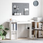 vidaXL Bureau blanc Blanc Panneau de particules Moyen Rangement