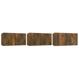 vidaXL Meubles TV suspendus 3 Pièces Chêne fumé 60x30x30 cm