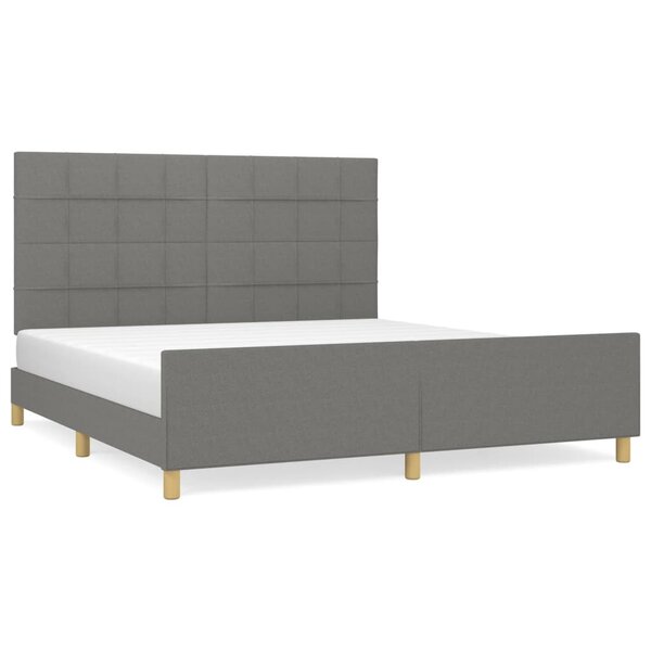 vidaXL Cadre de lit avec tête de lit Gris foncé 160 x 200 cm Tissu