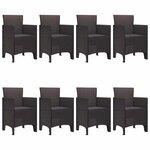 vidaXL Ensemble de salle à manger pour jardin 9 Pièces Marron Rattan Polt