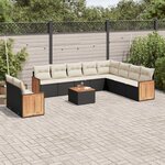 vidaXL Salon de jardin 11 Pièces avec coussins noir résine tressée