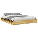 vidaXL Cadre de lit sans matelas 135x190 cm bois massif de chêne