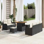 vidaXL Ensemble de canapé de jardin 8 Pièces Noir polyrotin