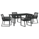vidaXL Ensemble de salle à manger pour jardin 5 Pièces Noir Poly rotin