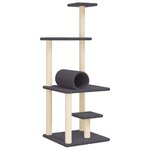 vidaXL Arbre à chat avec griffoirs en sisal gris foncé 136 cm