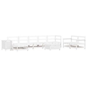 vidaXL Salon de jardin 10 Pièces blanc bois de pin massif