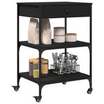 vidaXL Chariot de cuisine noir 60x48x89 5 cm bois d'ingénierie