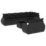 vidaXL Salon de jardin 9 Pièces avec coussins noir résine tressée