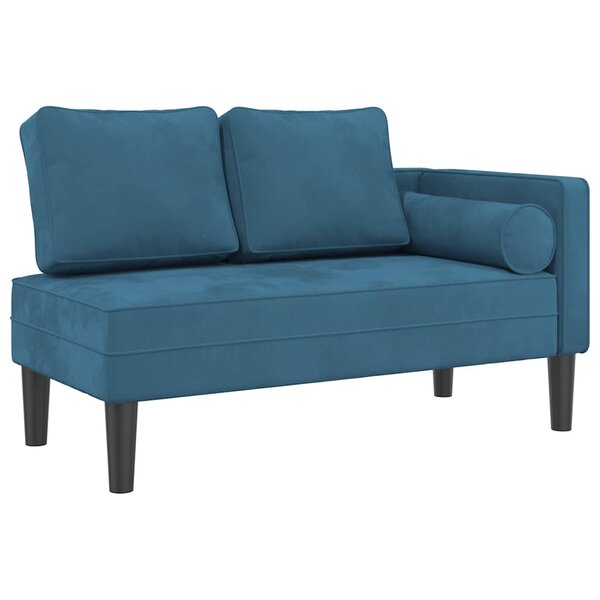 vidaXL Chaise longue avec coussins bleu velours