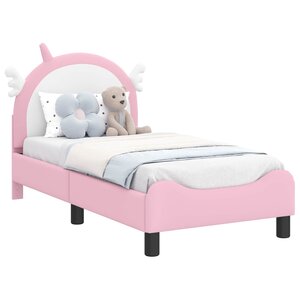 vidaXL Cadre de lit pour tout-petit avec tête de lit Rose 70 x 140 cm