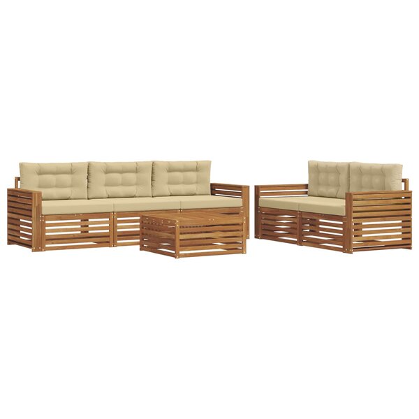 vidaXL Ensemble de canapés d'extérieur 6 pc Naturel et Beige