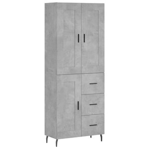 vidaXL Buffet haut Gris béton 69 5x34x180 cm Bois d'ingénierie