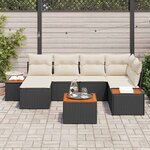 vidaXL Ensemble de canapé de jardin 7 Pièces Noir et crème Poly Rattan