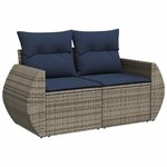 vidaXL Salon de jardin 4 Pièces avec coussins gris résine tressée