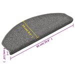 vidaXL Tapis de marches d'escalier 15 Pièces Gris foncé 65x24x4cm