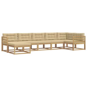 vidaXL Ensemble de canapés d'extérieur 7 pc Blanc et Beige