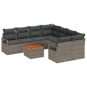vidaXL Ensemble de canapé de jardin 9 Pièces Gris