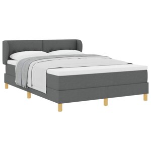 vidaXL Lit à ressorts avec matelas Gris foncé 160 x 200 cm tissu