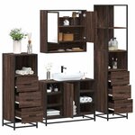 vidaXL Ensemble de meubles de salle de bain 4 Pièces chêne marron