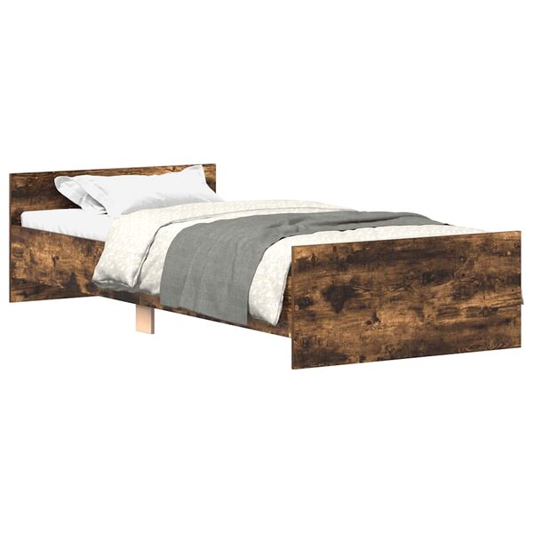 vidaXL Cadre de lit sans matelas chêne fumé 75x190cm bois d'ingénierie