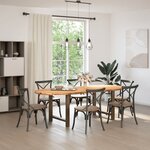 vidaXL Table à manger marron clair bois de chêne massif ovale