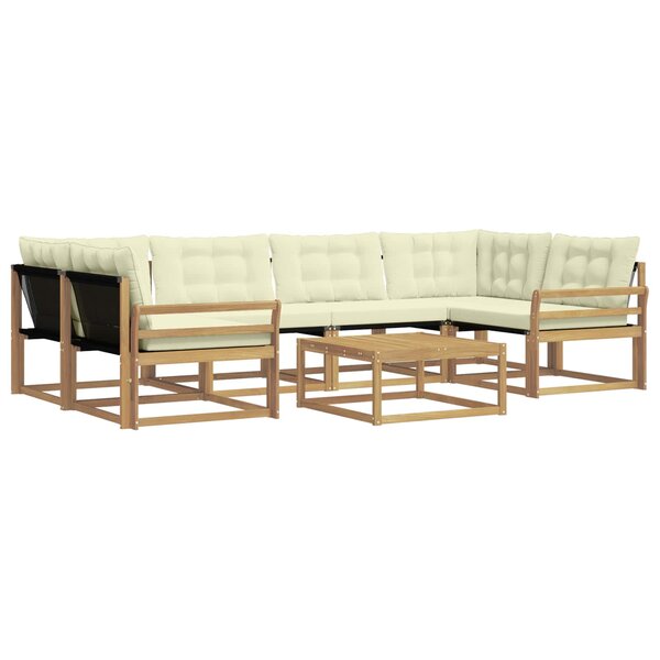 vidaXL Ensemble de canapés d'extérieur 7 pc Blanc et crème