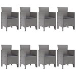 vidaXL Ensemble de dîner de jardin 9 pièces avec coussins Gris clair Poly Rotin