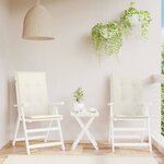 vidaXL Coussins de chaise à dossier haut lot de 2 crème mélangé tissu