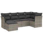 vidaXL Salon de jardin 6 Pièces avec coussins gris résine tressée