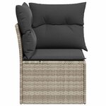 vidaXL Canapé d'angle de jardin et coussins gris clair résine tressée