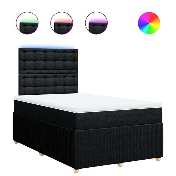 vidaXL Sommier à lattes de lit avec matelas noir 120x190 cm tissu