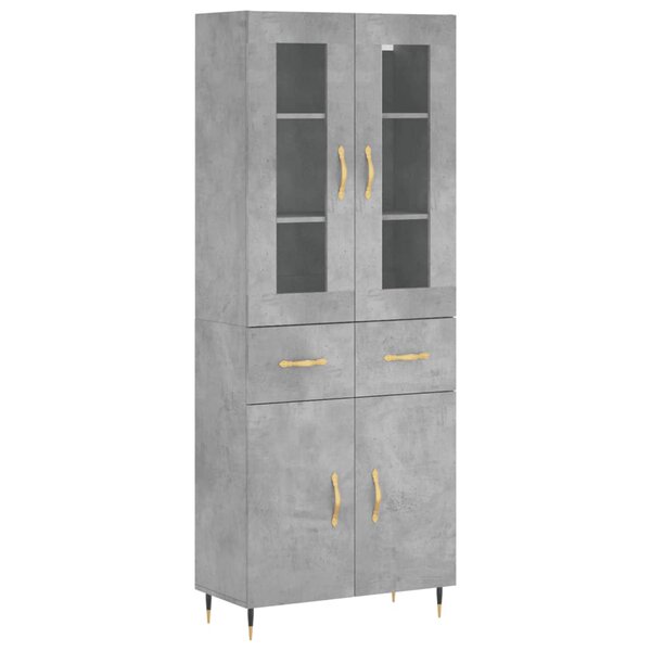 vidaXL Buffet haut Gris béton 69 5x34x180 cm Bois d'ingénierie