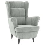 vidaXL Fauteuil à oreilles avec tabouret gris clair velours