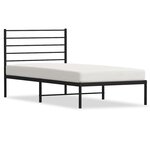 vidaXL Cadre de lit métal sans matelas avec tête de lit noir 90x190 cm