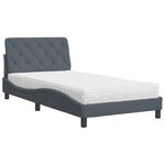 vidaXL Lit avec matelas gris foncé 100x200 cm velours