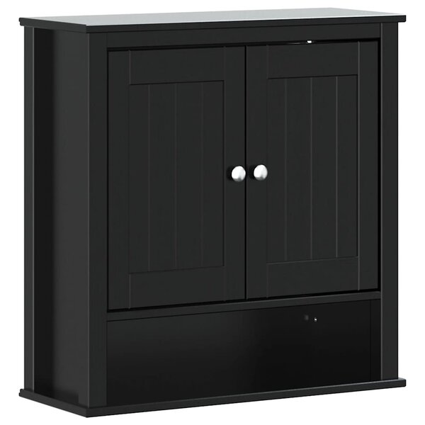 vidaXL Armoire murale de salle de bain BERG noir bois massif