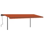 vidaXL Auvent manuel rétractable avec poteaux 6x3 m Orange et marron