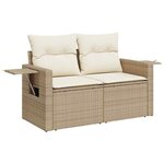 vidaXL Salon de jardin avec coussins 7 Pièces beige résine tressée